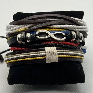 Brand New!! Leather, metal infinity symbol and hemp bracelet bundle